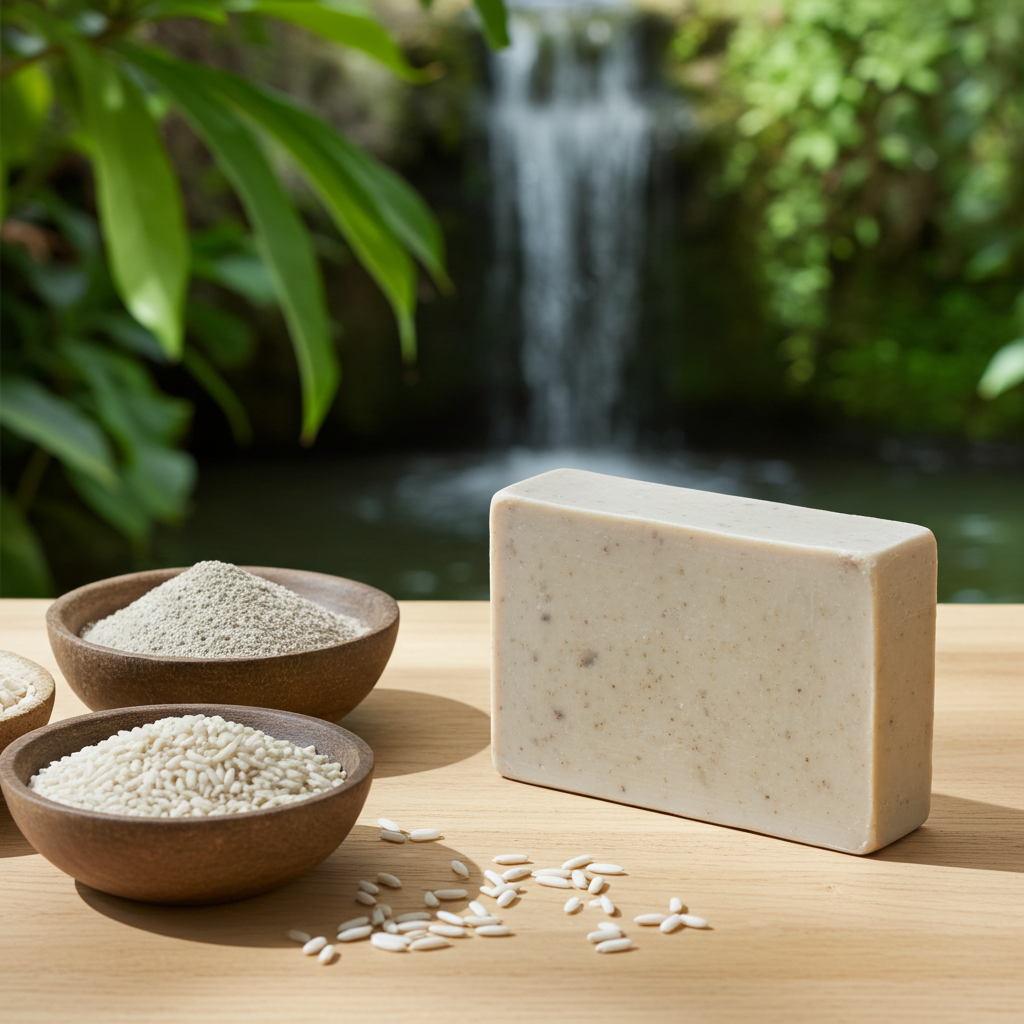 Jabón Natural de Glicerina con Arcilla Ghassoul y Arroz para Piel Mixta