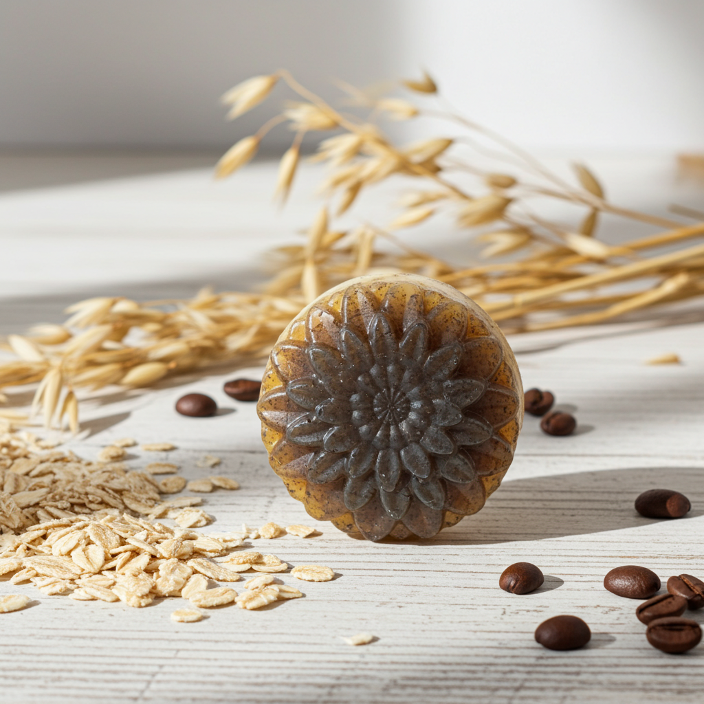 Jabón Natural de Glicerina con Avena y Café para Piel Normal