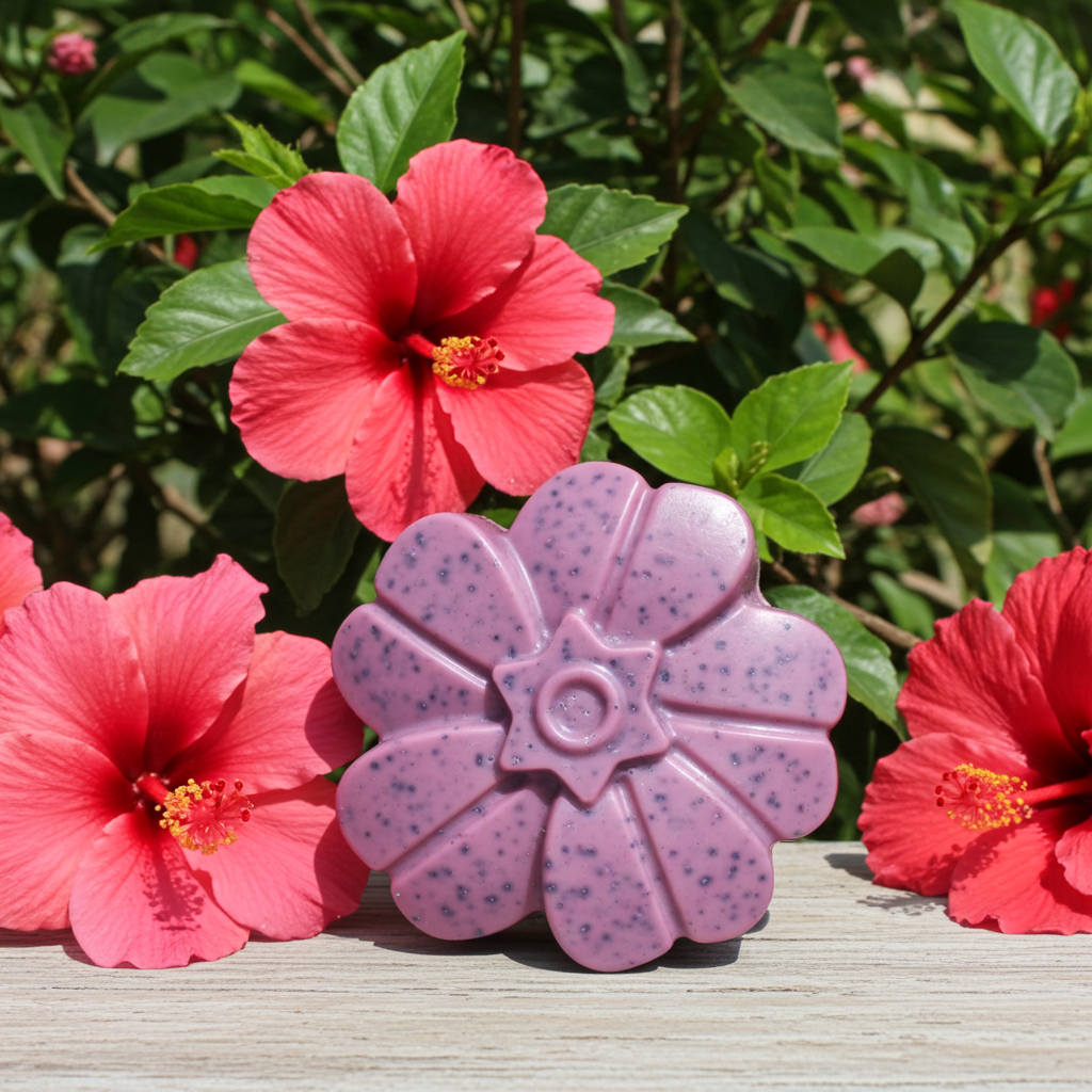 Jabón Natural de Glicerina con Hibisco para Piel Madura
