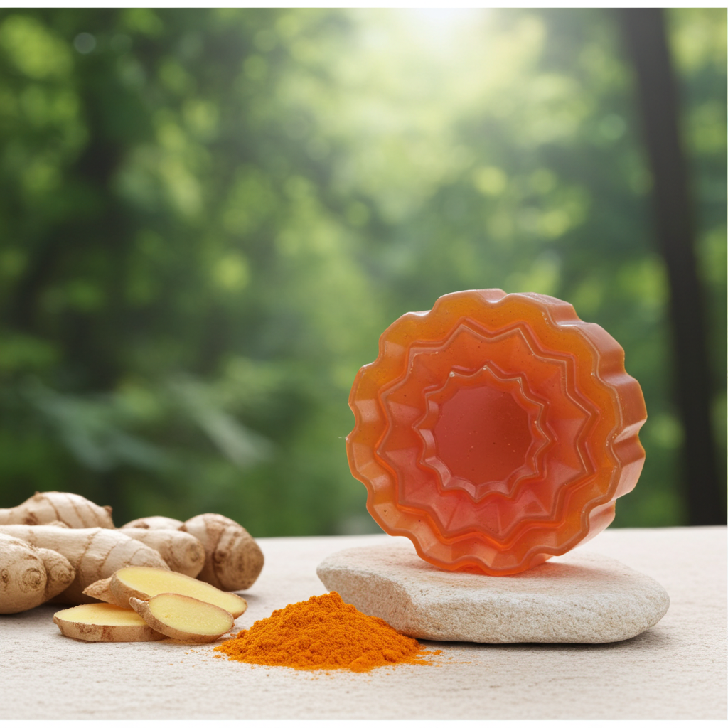 Jabón Natural de Glicerina con Jengibre y Cúrcuma para Piel con Psoriasis