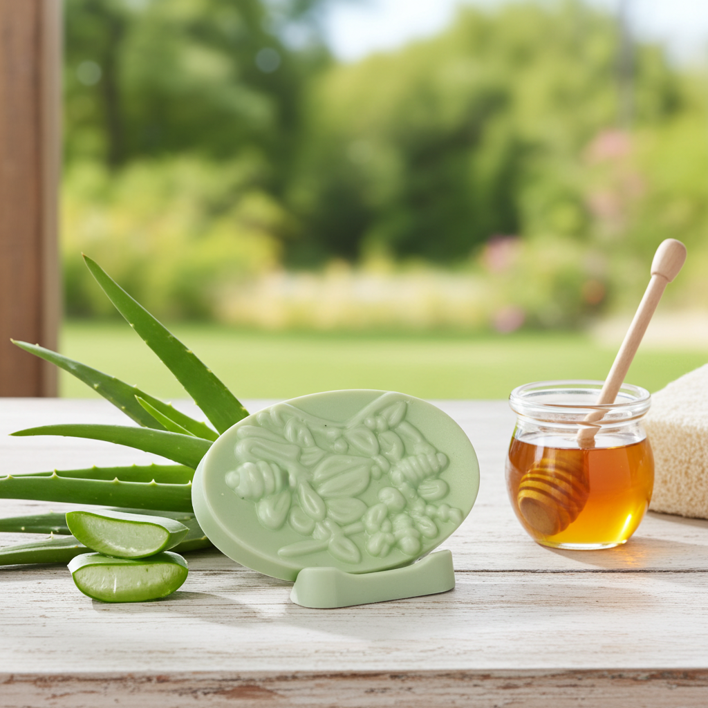 Jabón Natural de Glicerina con Aloe Vera y Miel para Piel Seca