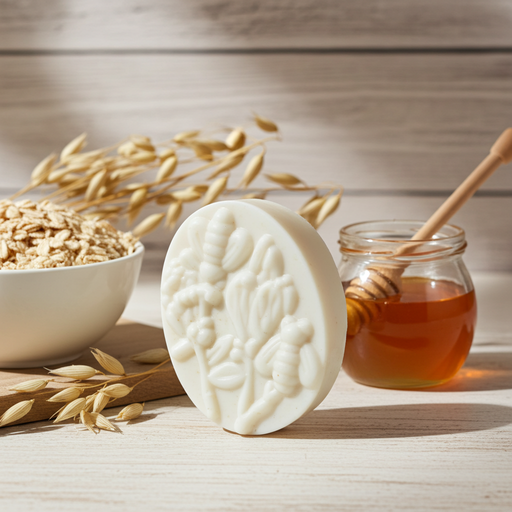 Jabón Natural de Glicerina con Miel y Avena para Piel Muy Sensible