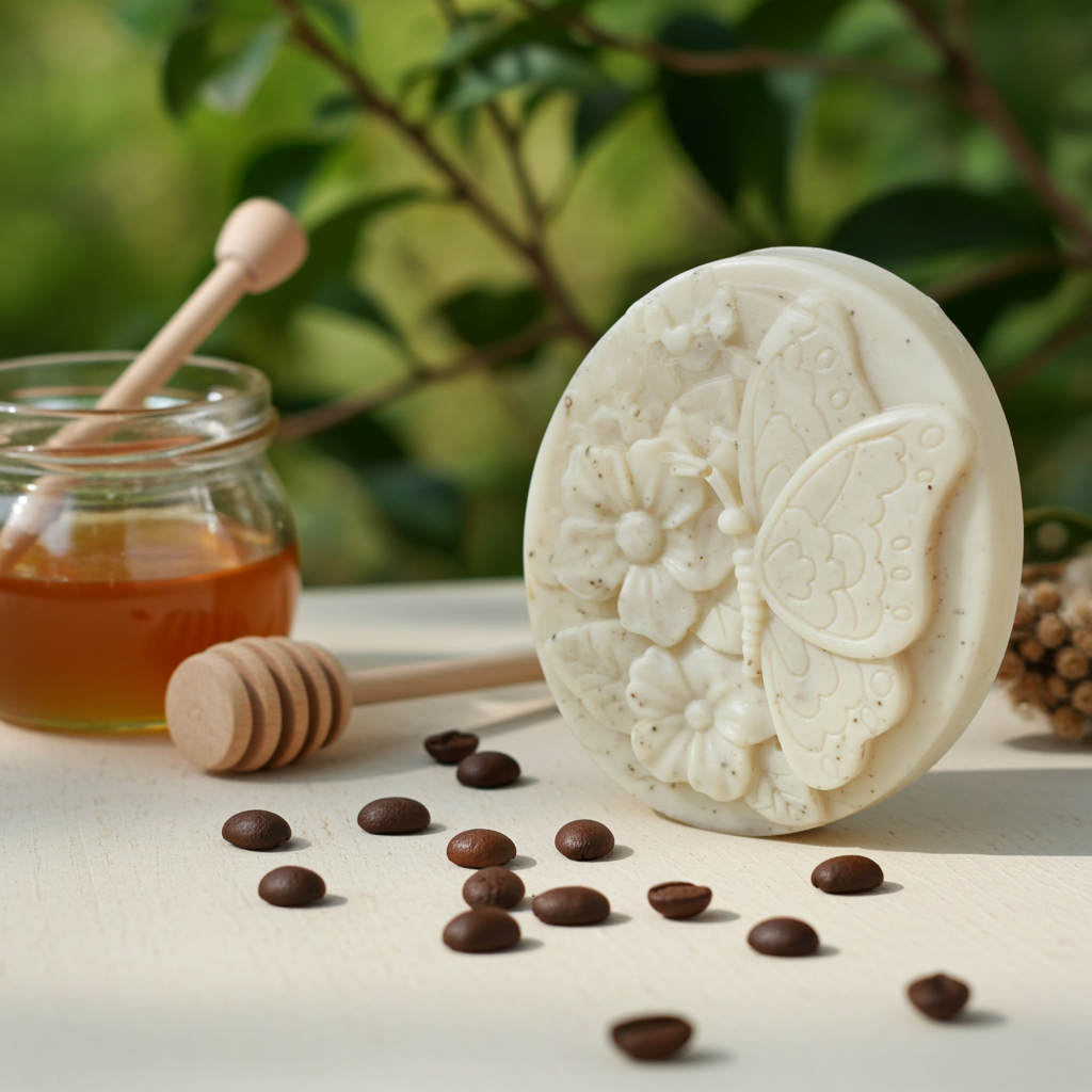Jabón Natural de Glicerina con Miel y Café para Piel Mixta