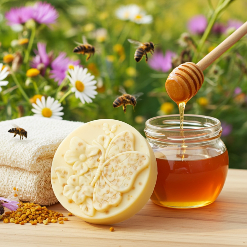 Jabón Natural de Glicerina con Miel y Polen para Piel Seca