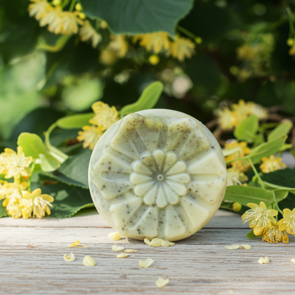 Jabón Natural de Glicerina con Tila para Piel Sensible