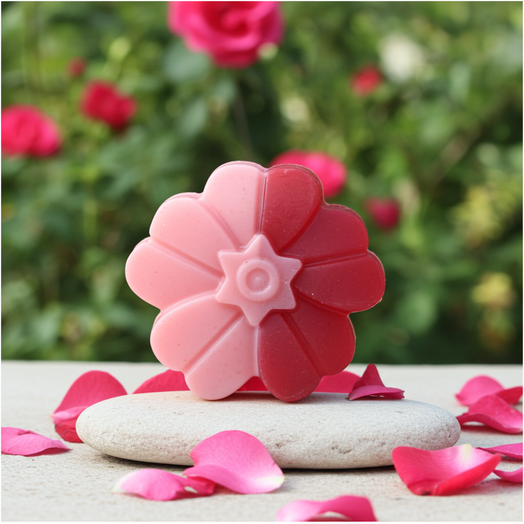 Jabón Natural de Glicerina con Rosa para Piel Madura