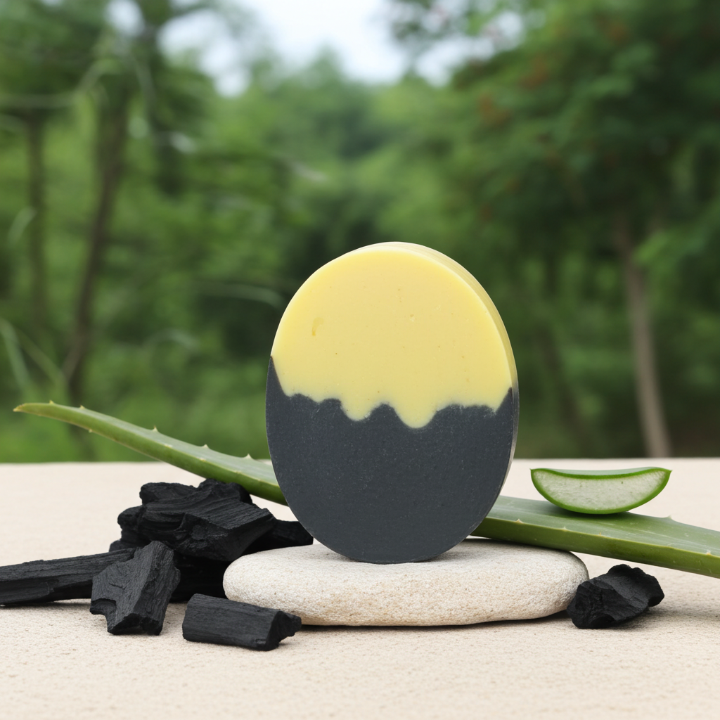 Jabón de Glicerina con Carbón Activado y Aloe Vera